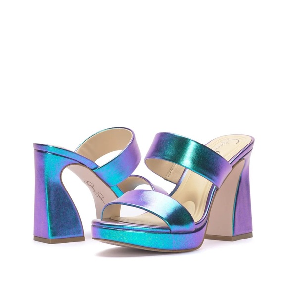Jessica Simpson Shoes - NWT- Jessica Simpson- Iridescent Blue and Purple Chunky Heels